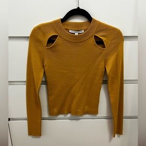 MUSTARD YELLOW CELEBRITY PINK CUT OUT SWEATER